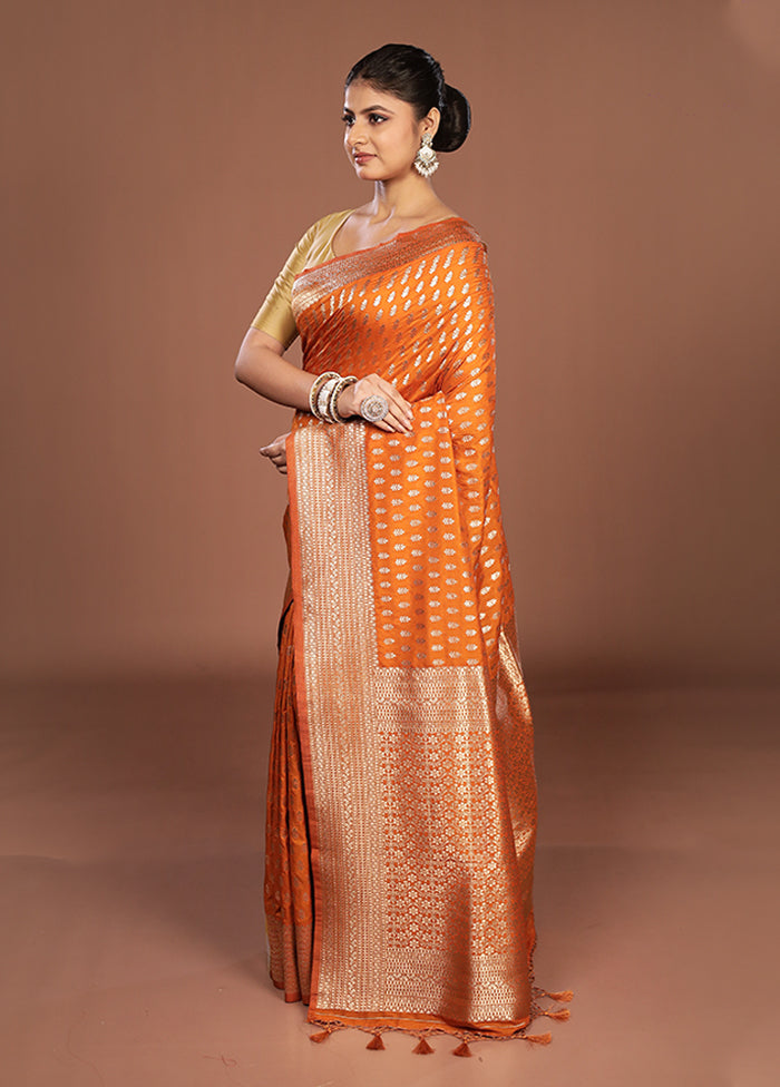 Orange Georgette Saree With Blouse Piece
