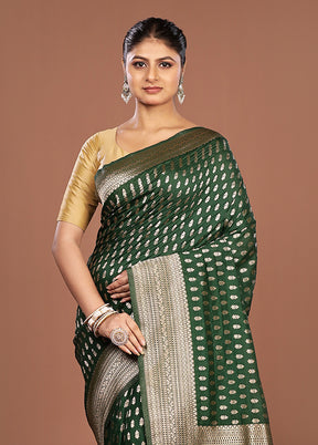 Green Georgette Saree With Blouse Piece