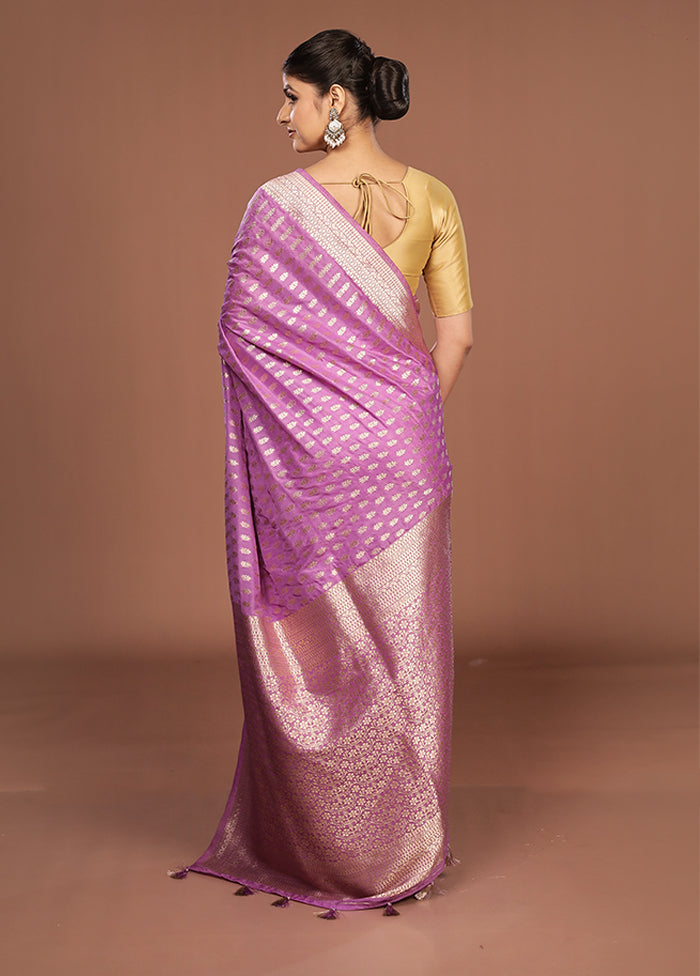 Purple Georgette Saree With Blouse Piece