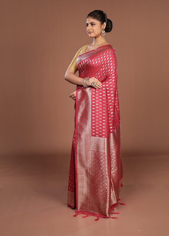 Pink Georgette Saree With Blouse Piece