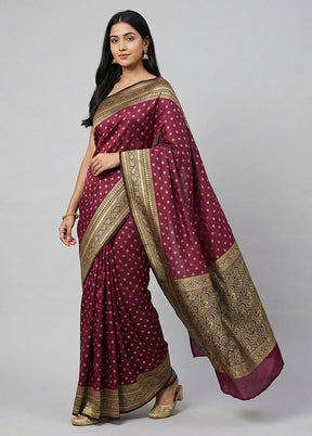 Purple Dupion Silk Saree With Blouse Piece