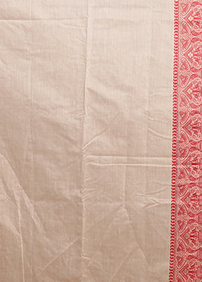 Cream Assam Silk Saree With Blouse Piece