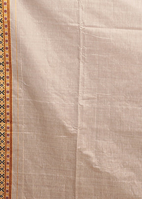 Cream Assam Silk Saree With Blouse Piece