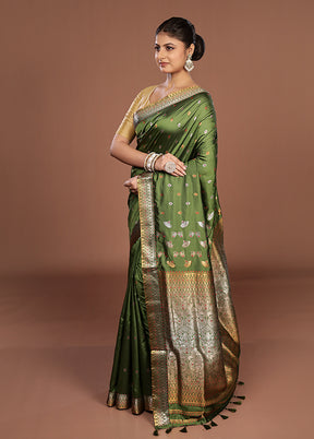Green Assam Silk Saree With Blouse Piece