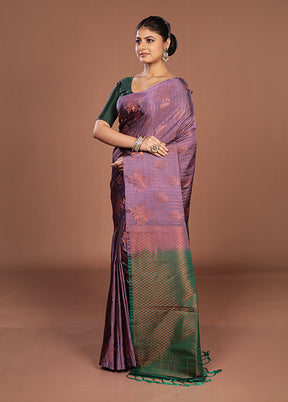 Purple Kanjivaram Silk Saree With Blouse Piece