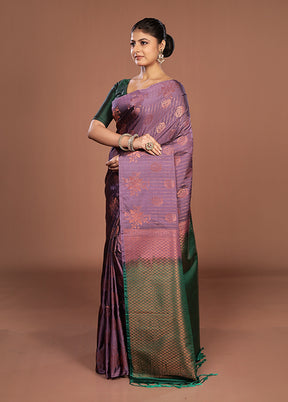 Purple Kanjivaram Silk Saree With Blouse Piece