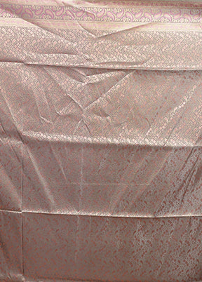 Pink Jamewar Silk Saree With Blouse Piece