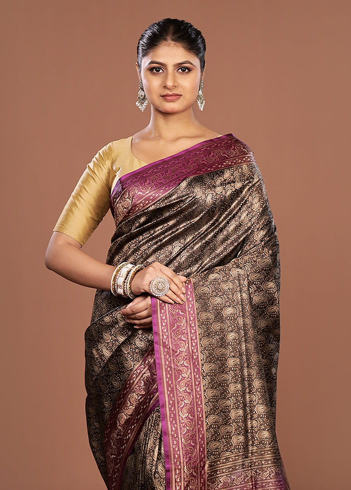 Black Jamewar Silk Saree With Blouse Piece