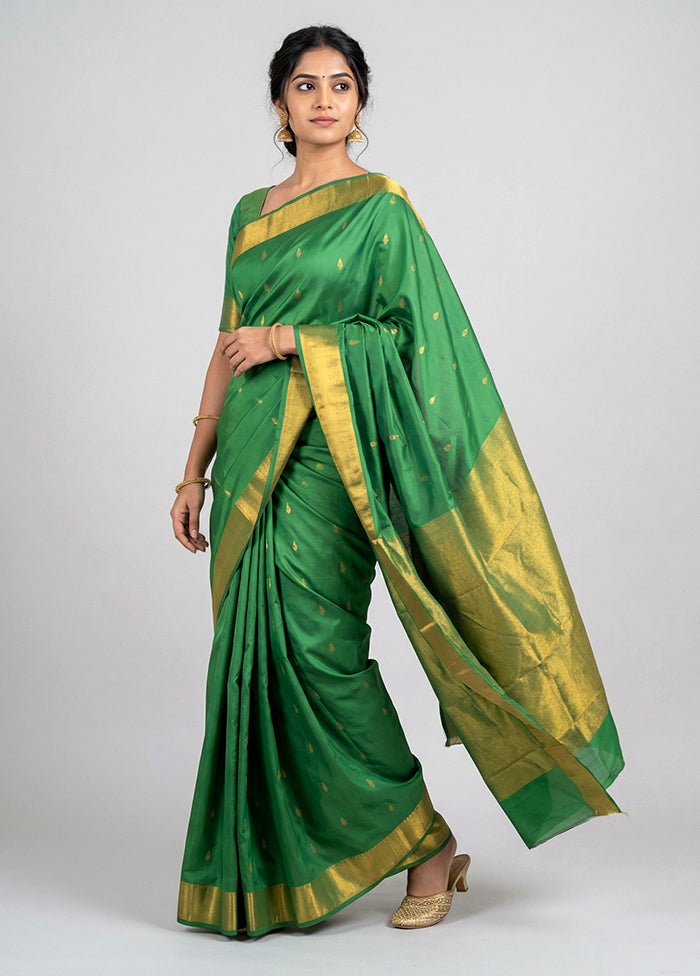 Green Kanjivaram Silk Saree With Blouse Piece