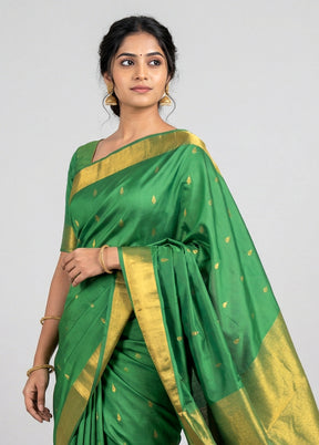 Green Kanjivaram Silk Saree With Blouse Piece