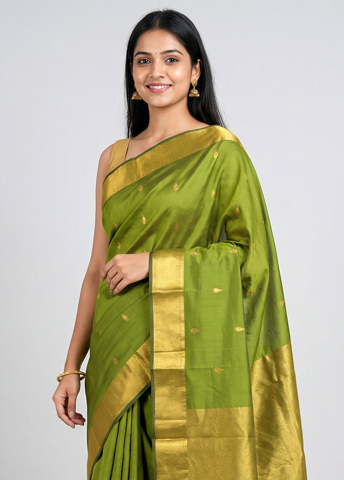 Green Kanjivaram Silk Saree With Blouse Piece
