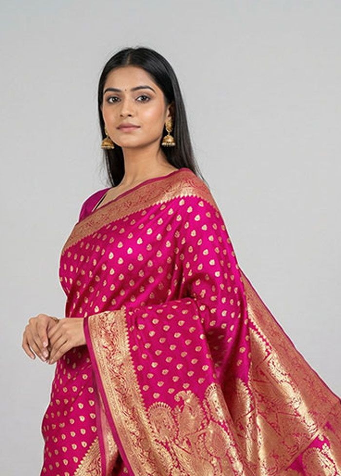 Purple Banarasi Silk Saree With Blouse Piece