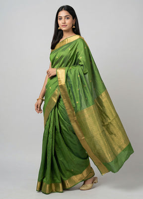 Green Kanjivaram Silk Saree With Blouse Piece