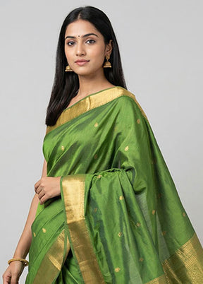 Green Kanjivaram Silk Saree With Blouse Piece