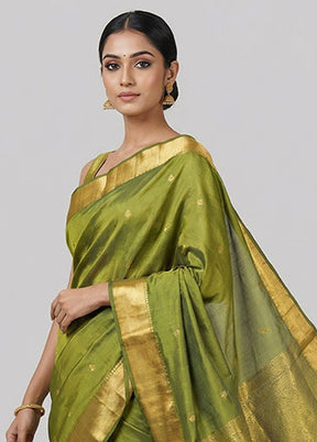 Green Kanjivaram Silk Saree With Blouse Piece