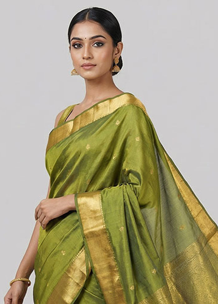 Green Kanjivaram Silk Saree With Blouse Piece