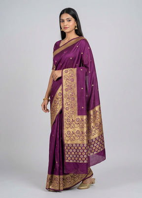 Maroon Dupion Silk Saree With Blouse Piece