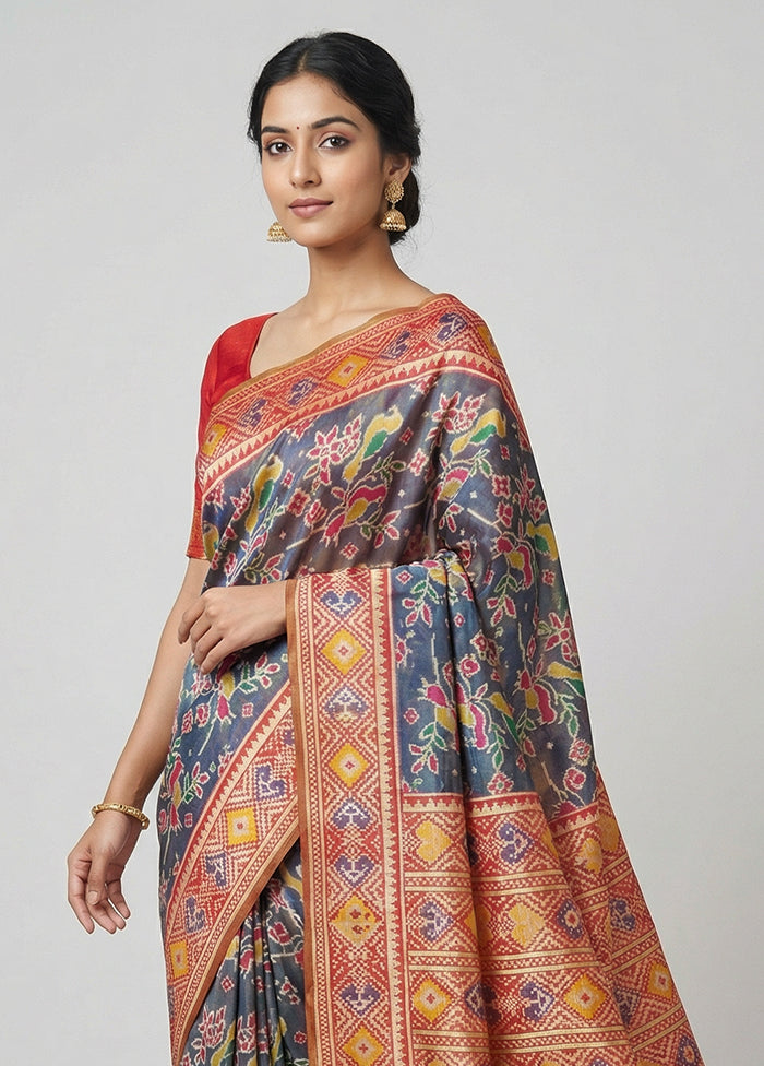 Multicolor Dupion Silk Saree With Blouse Piece