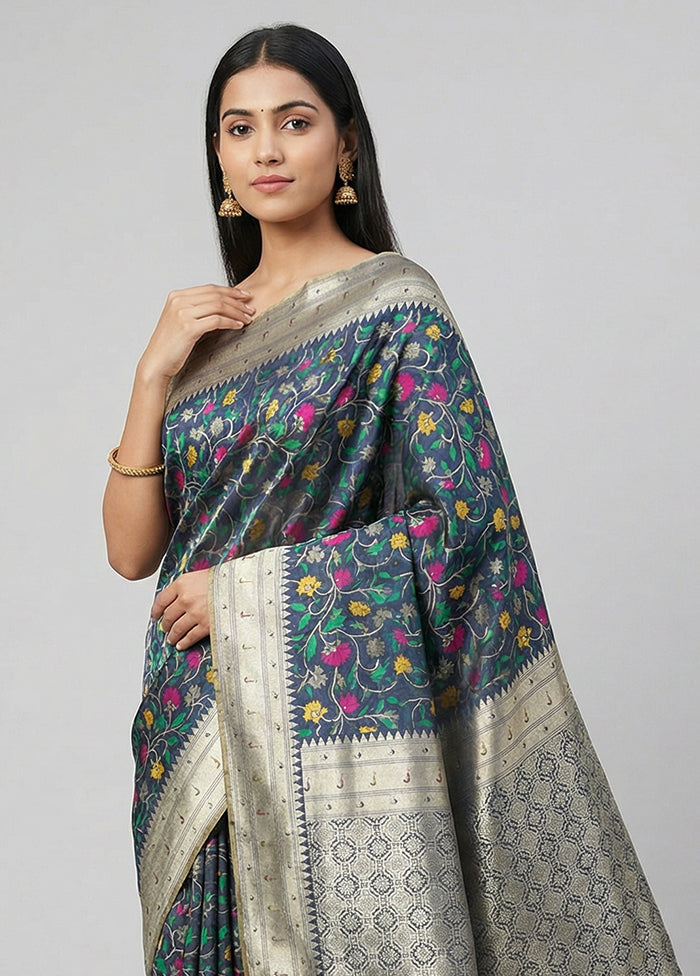 Multicolor Dupion Silk Saree With Blouse Piece
