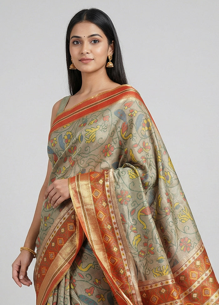 Multicolor Dupion Silk Saree With Blouse Piece
