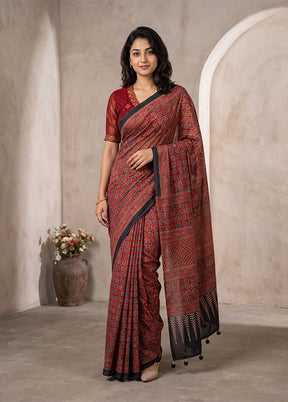 Pink Printed Silk Saree Without Blouse Piece