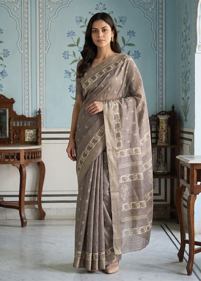 Cream Dupion Silk Saree With Blouse Piece