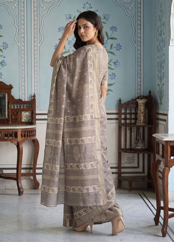 Cream Dupion Silk Saree With Blouse Piece