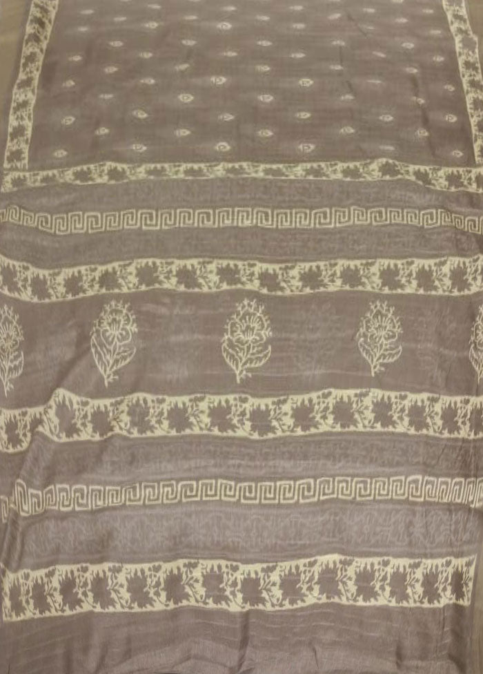 Cream Dupion Silk Saree With Blouse Piece