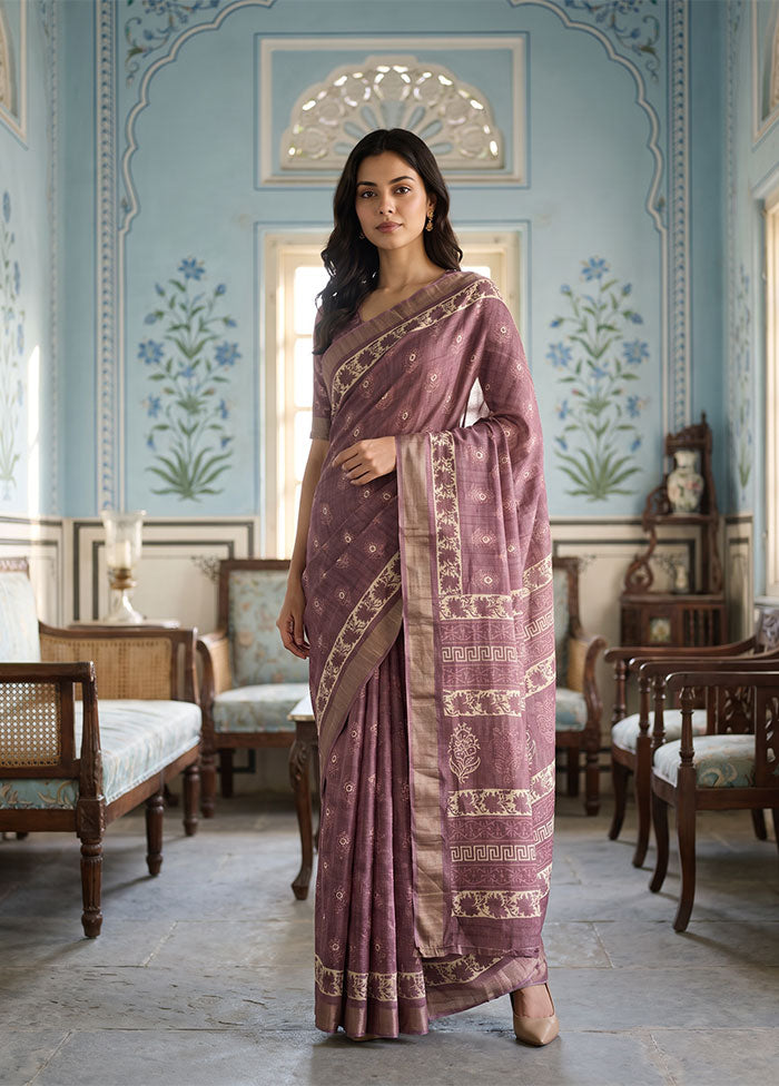 Maroon Dupion Silk Saree With Blouse Piece