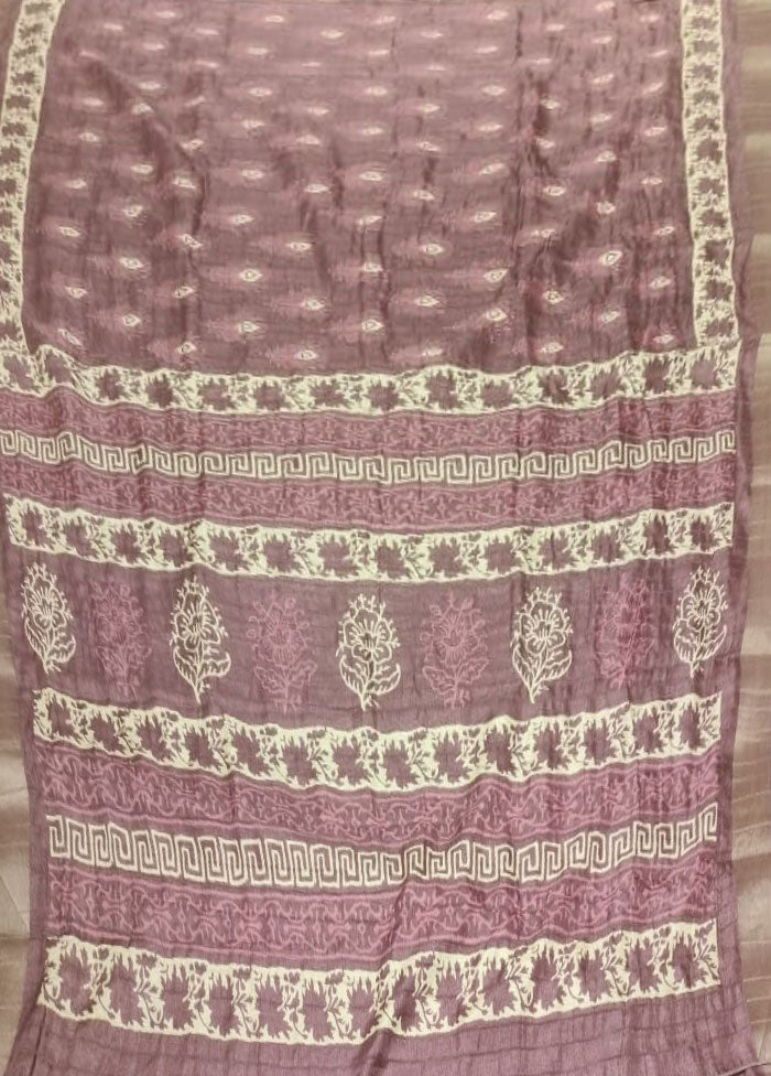 Maroon Dupion Silk Saree With Blouse Piece