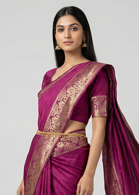 Purple Dupion Silk Saree With Blouse Piece