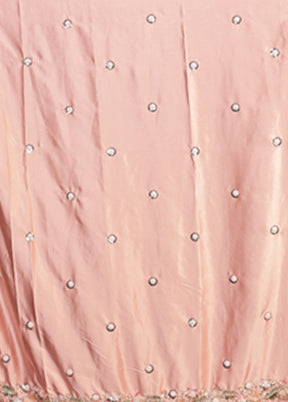 Peach Handloom Tissue Pure Silk Saree With Blouse Piece