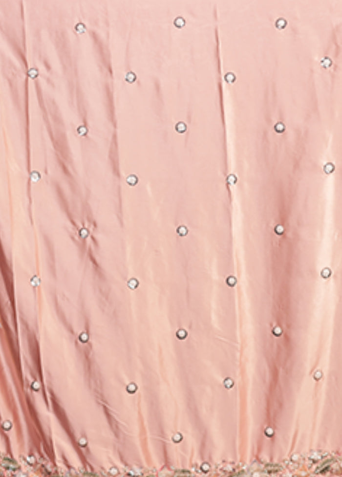 Peach Handloom Tissue Pure Silk Saree With Blouse Piece