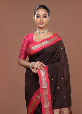 Purple Kanjivaram Silk Saree With Blouse Piece