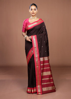 Purple Kanjivaram Silk Saree With Blouse Piece