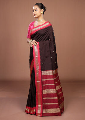 Purple Kanjivaram Silk Saree With Blouse Piece