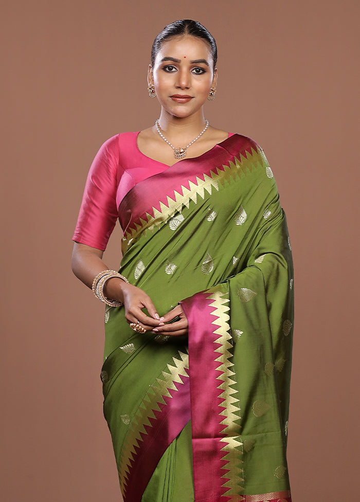 Green Kanjivaram Silk Saree With Blouse Piece