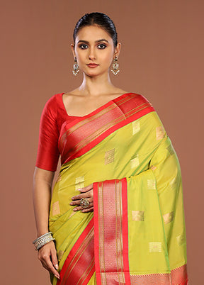 Green Kanjivaram Silk Saree With Blouse Piece
