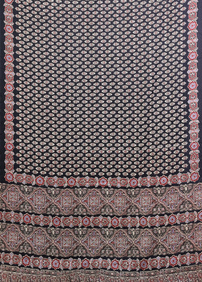 Blue Printed Silk Saree Without Blouse Piece