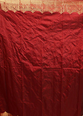 Maroon Kanjivaram Silk Saree With Blouse Piece