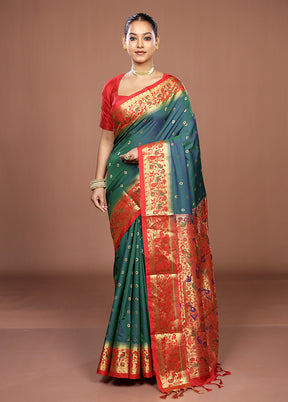 Green Kanjivaram Silk Saree With Blouse Piece