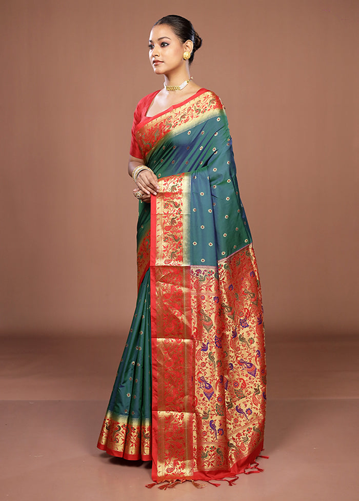 Green Kanjivaram Silk Saree With Blouse Piece