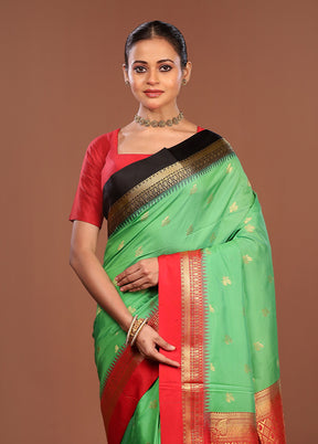 Green Kanjivaram Silk Saree With Blouse Piece