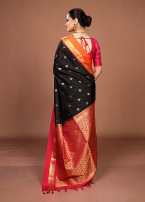 Black Kanjivaram Silk Saree With Blouse Piece