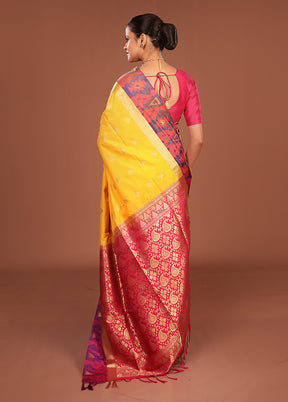 Yellow Kanjivaram Silk Saree With Blouse Piece