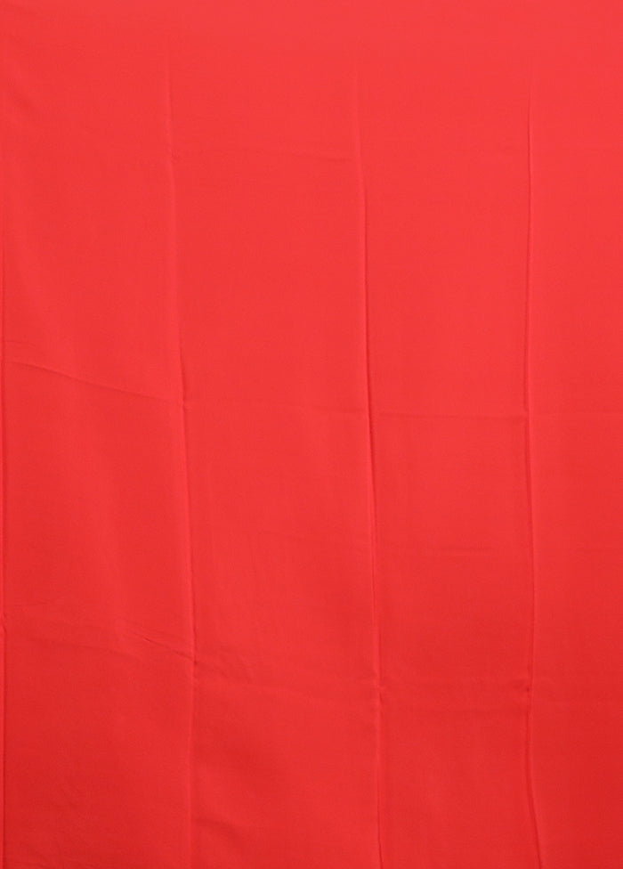Red Handloom Chiffon Pure Silk Saree With Blouse Piece