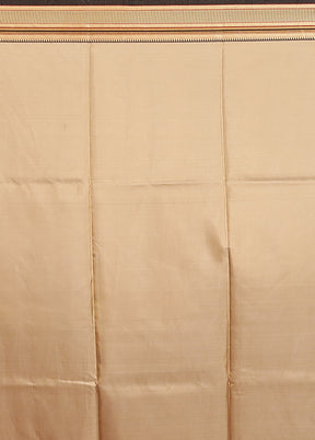 Cream Printed Pure Silk Saree Without Blouse Piece