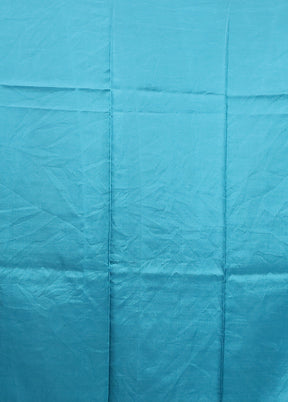 Blue Printed Pure Silk Saree Without Blouse Piece
