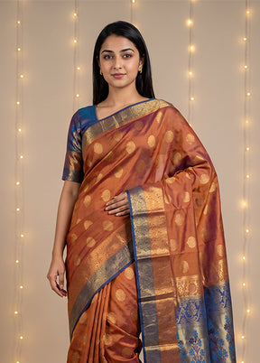 Pink Handloom Kanjivaram Pure Silk Saree With Blouse Piece