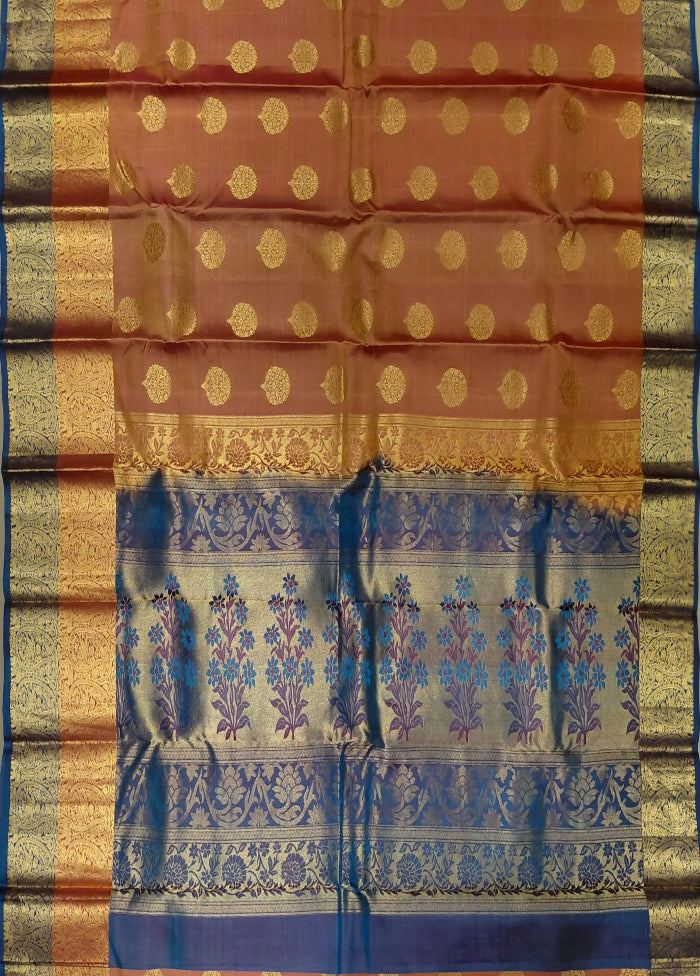 Pink Handloom Kanjivaram Pure Silk Saree With Blouse Piece
